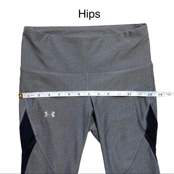 Under Armour HeatGear Gray Grey and white Mesh Mid-Rise Leggings Size Small - Picture 13 of 17